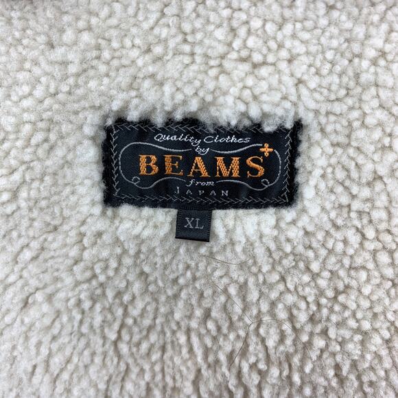 BEAMS Size XL Tan Suede Sheep Leather Shearling Vest - Picture 9 of 9